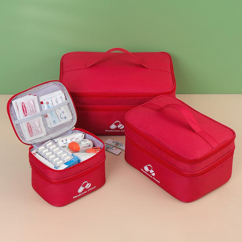 Large Capacity Travel Medicine Bag - Double Layer Portable First Aid Storage