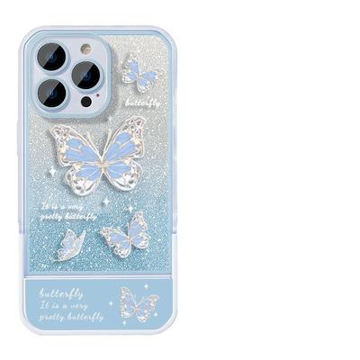 Applicable To Apple 14 Mobile Phone Case Iphone13 Flash Powder Butterfly 12 Invisible Bracket 11 Full 7/8plus Anti-fall X