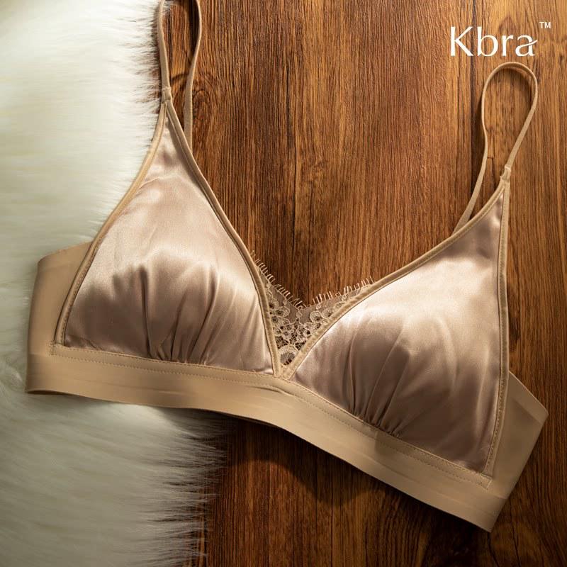 French Satin Lace Triangle Cup Push-Up Bra for Small Breasts - Women's Anti-Sagging Lingerie with Side Support.