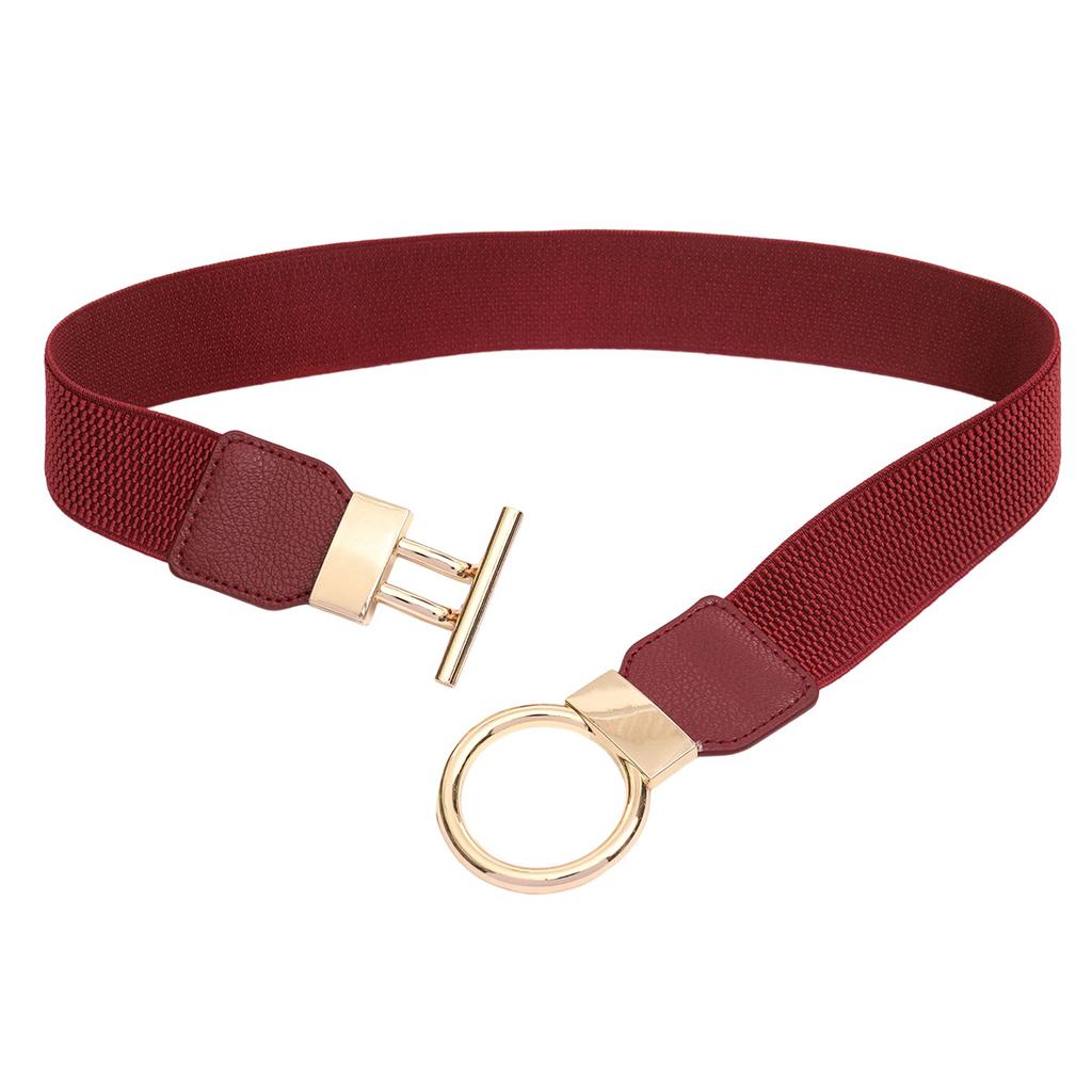 Women Stretch Waist Belt Fashionable Elastic Metal Buckle Adjustable Cincher For Dresses Casual Outfit Party Office Wear
