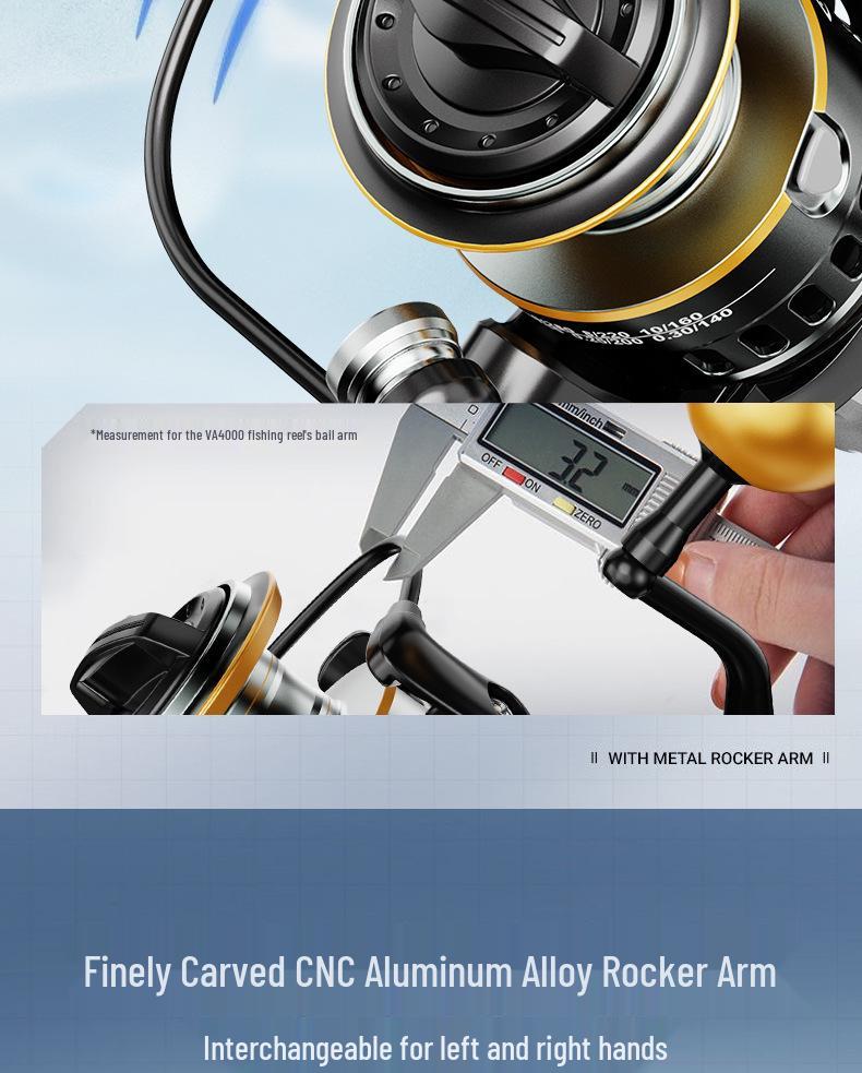 All-Metal Long-Casting Spinning Fishing Reel with Metal Handle and Slanted Line Opening for Genuine Micro-Lure Rods.