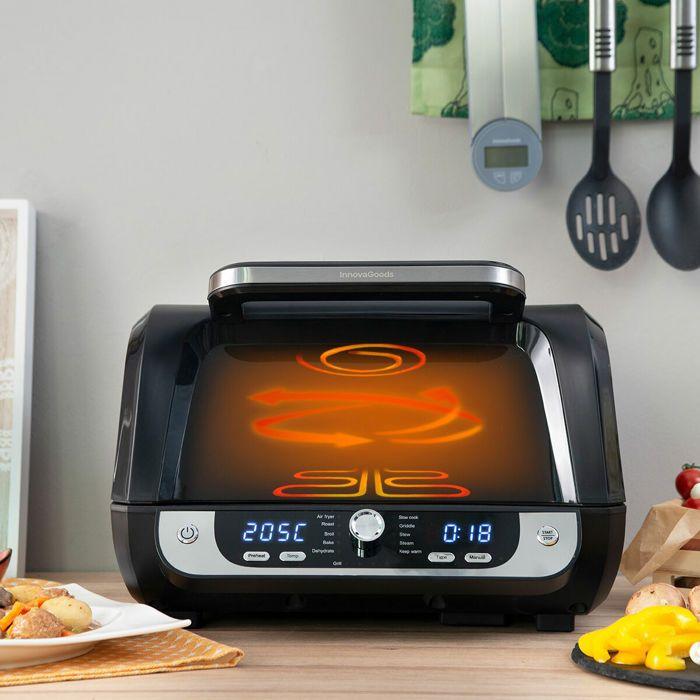 Air Fryer with Grill, Accessories and Recipe Book InnovaGoods Air Fryer Fryinn 12-in-1 6000 Black Steel 6 L 3400 W