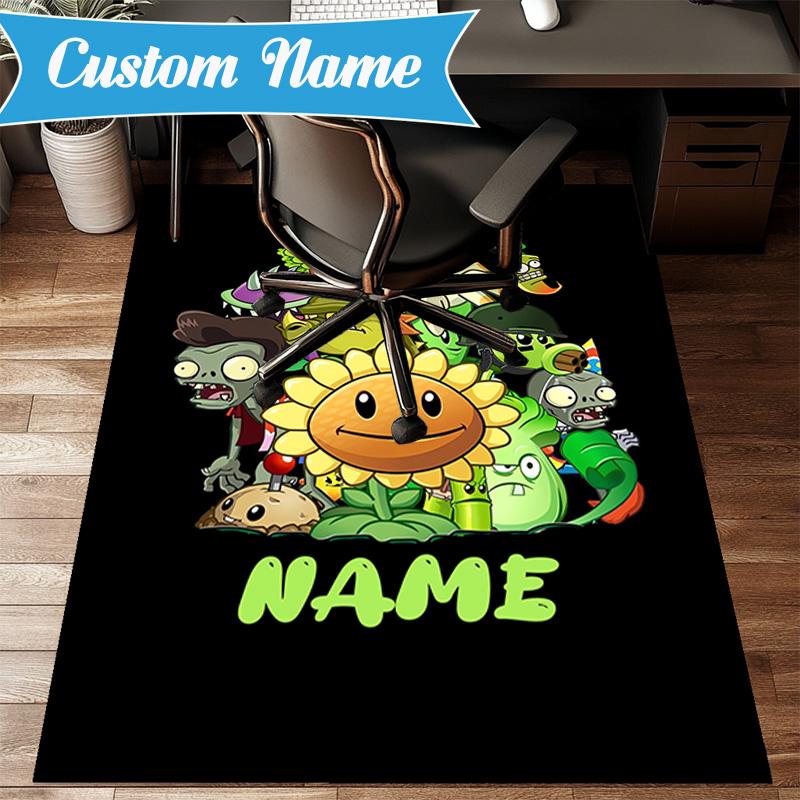 Custom Name Zombies Battle Rug Game Carpet, Floor Mat for Bedroom Living Room Entryway Rug, Home Decor Idea Gift for Christmas birthday