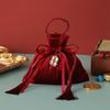 Red Wedding Candy Packaging Bags Velvet Drawstring Pouch Handbag Sweets Chocolate Packing Bag