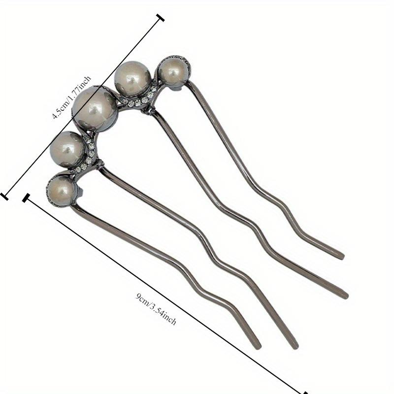 Fashion Metal U-Shaped Hair Stick Women Elegant Simple Pearl Hair Clip Pins Rhinestone Hairpin Headwear Hair Accessories Gifts