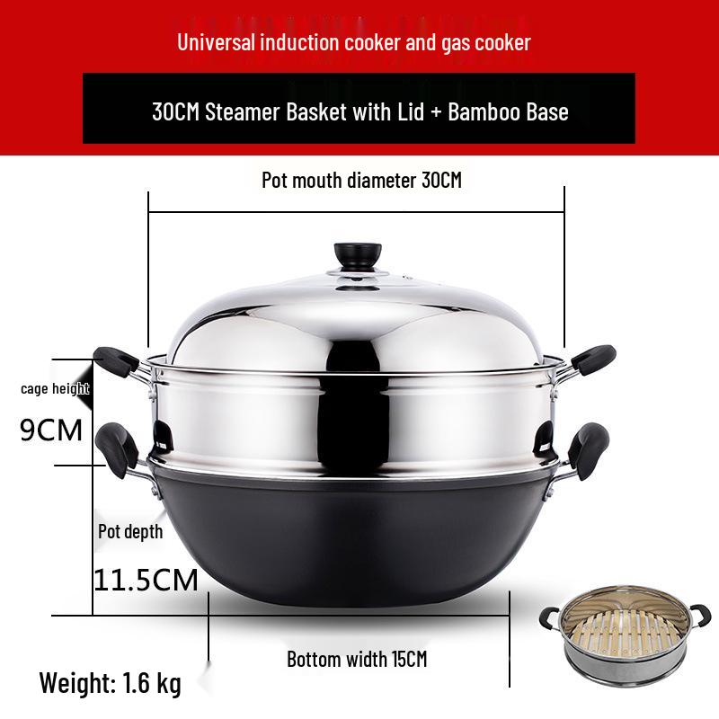 Robuster gusseiserner Wok mit zwei Griffen für Induktionskochfelder - Große Pfanne mit flachem Boden zum Braten.