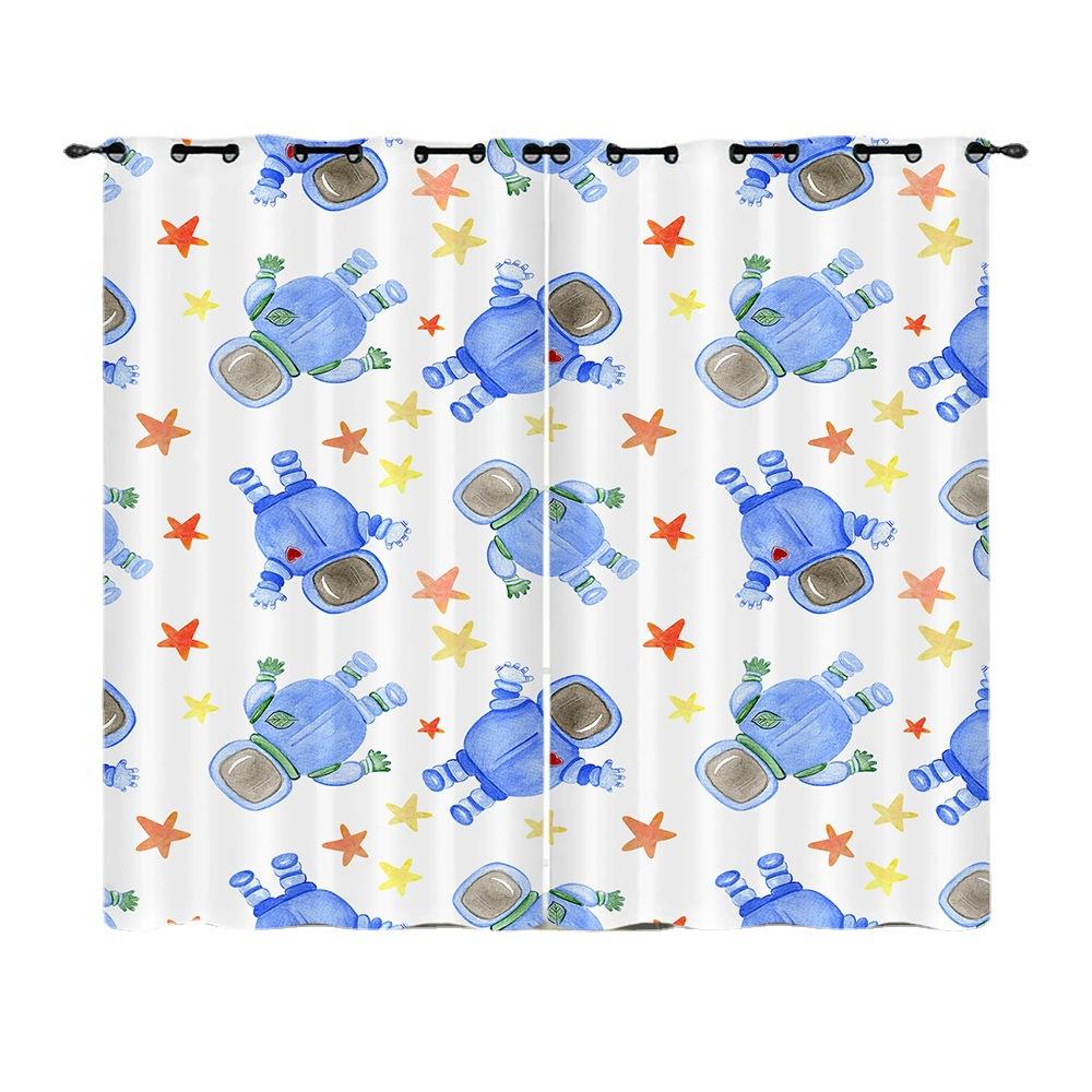 Curtains Bedroom Curtains Digital Printing Astronaut Planet Starry Sky Blackout Curtains