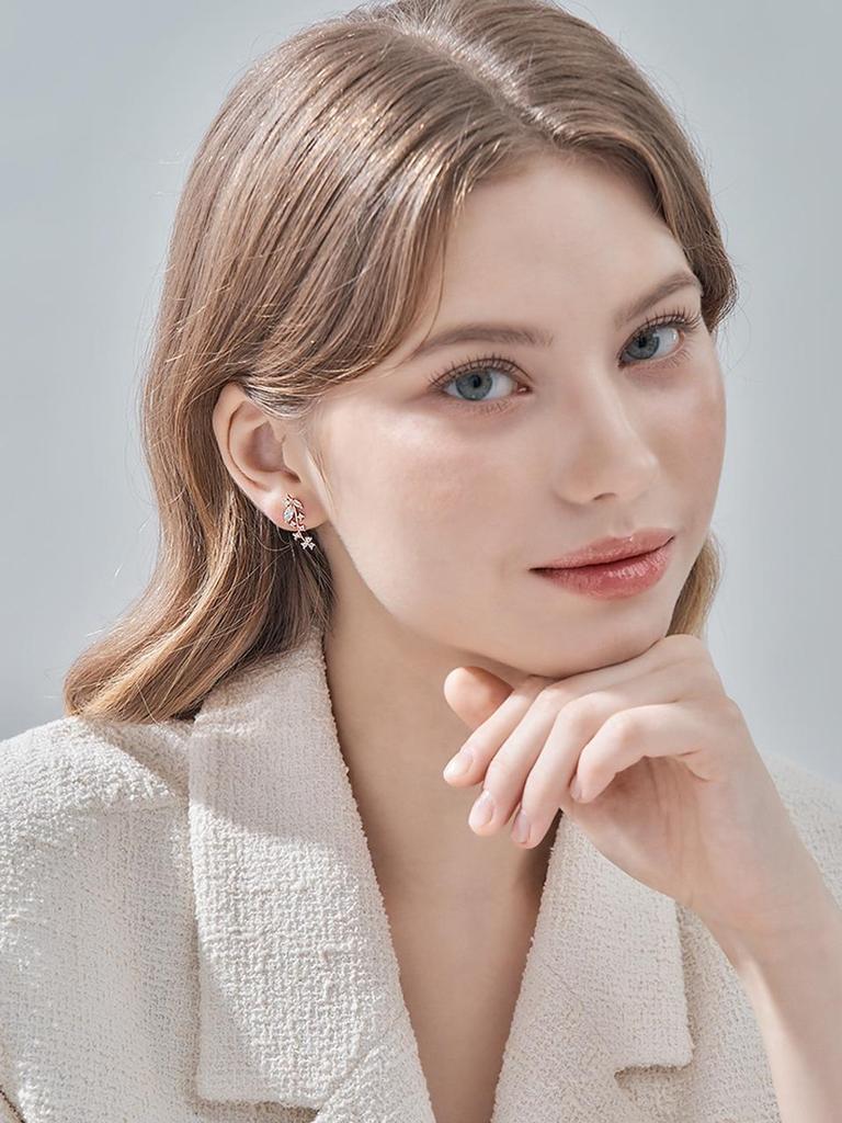 [ELLE Schmuck] 14K Goldblatt-Motiv Lange Ohrringe ELGPEE530