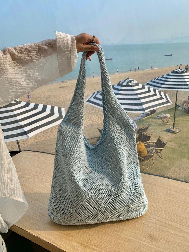 Women's Crossbody Shoulder Bag - Spring Summer Hollow Knit Style