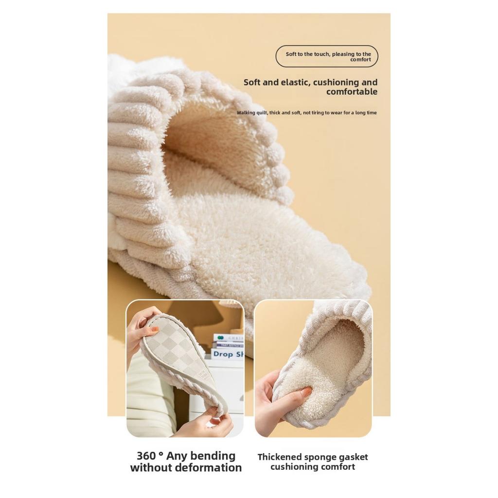 Cotton Slippers for Women In Winter, Suitable for Home Use In Spring and Autumn, Indoor Warmth and Anti Slip Home, Cixi Winter Couple, Plush Men