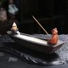 1Piece Handmade Purple Clay Incense Burner with Creative Frog Design for Home Decor and Tea Room Ornament (Without Incense)
