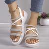 Fashion 2025 Fashion Elastic Band Women's Sandals New Crystal Casual Summer Open Toe Plus Size Best Seller Comfortable Flat Sandals