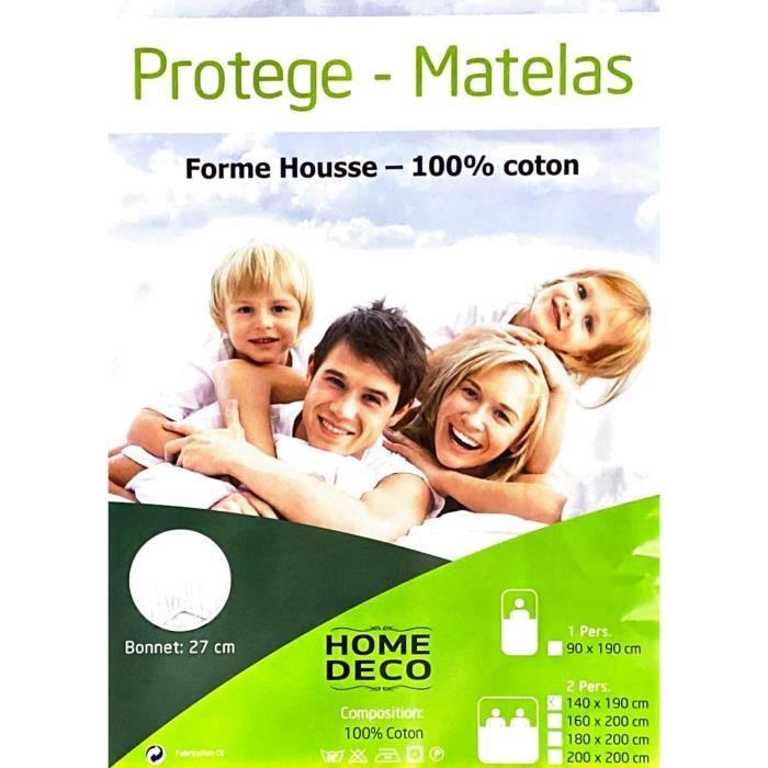 Mattress Protector - HOME DECO - Flannel - 100% Cotton - 140 X 190 Cm - Anti-Dust Mite - White