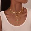Vnox Classic Gold Plated Various Chain Necklaces,Stainless Steel Square Heart Pendent Necklace For Girl,Clavicle Collar Jewelry