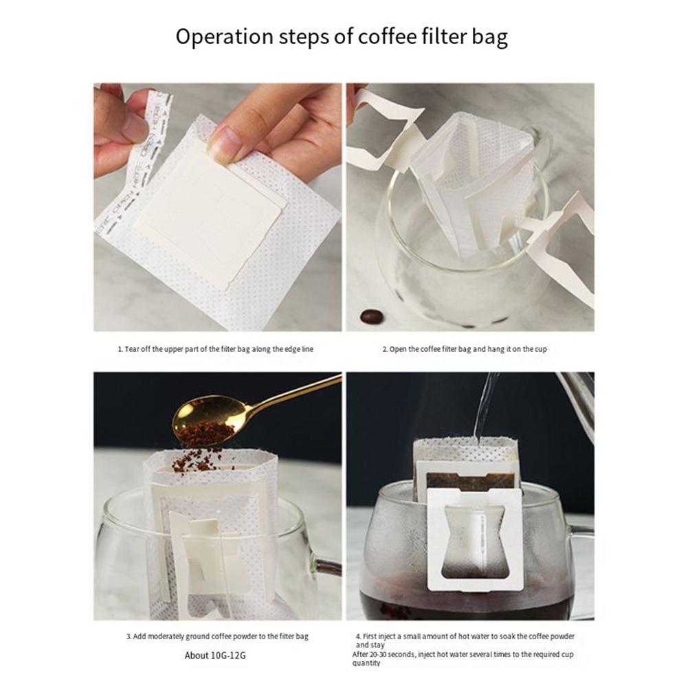 100Pcs Portable Coffee Filter Paper Bag Disposable Hanging Ear Drip Coffee Bag Drip Coffee Filter Bag for House Travel Office China Mainland