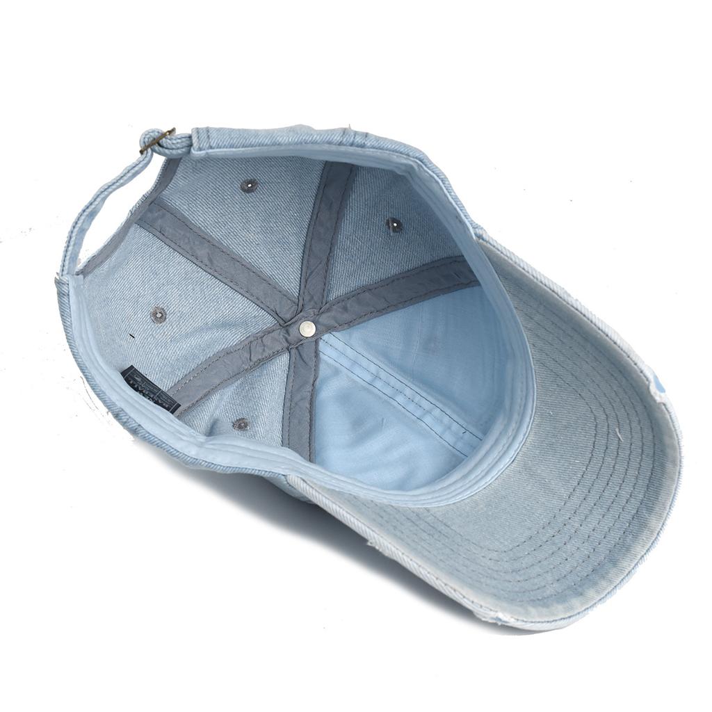Stay Cool & Stylish: Sunshade Denim Baseball Cap - Distressed Adjustable Buckle Fishing Hiking Cycling Sports Trucker Hat