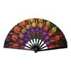 Glow In The Dark Folding Fan Rainbow Starry Sky Design Portable Decor for Party Stage Performance