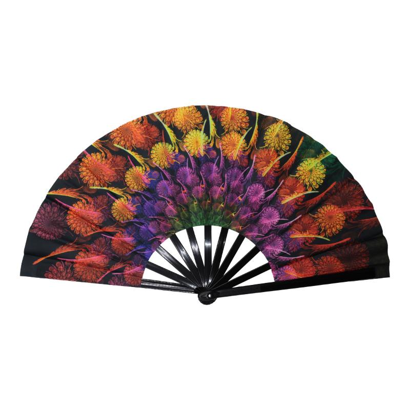 Glow In The Dark Folding Fan Rainbow Starry Sky Design Portable Decor for Party Stage Performance
