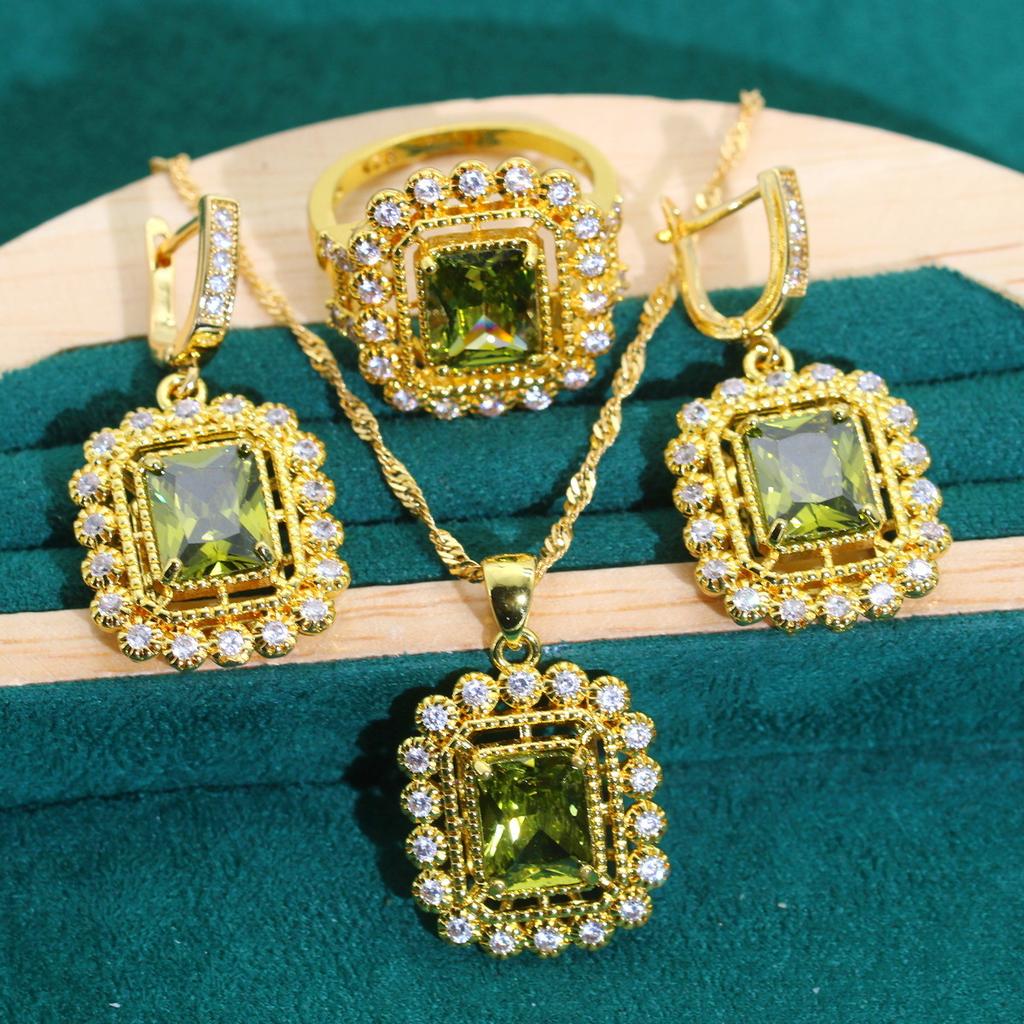 Euro-n Style Bride Wedding Party Dress Dinner Dress Accessories Set Zircon Inlaid Bracelet Necklace