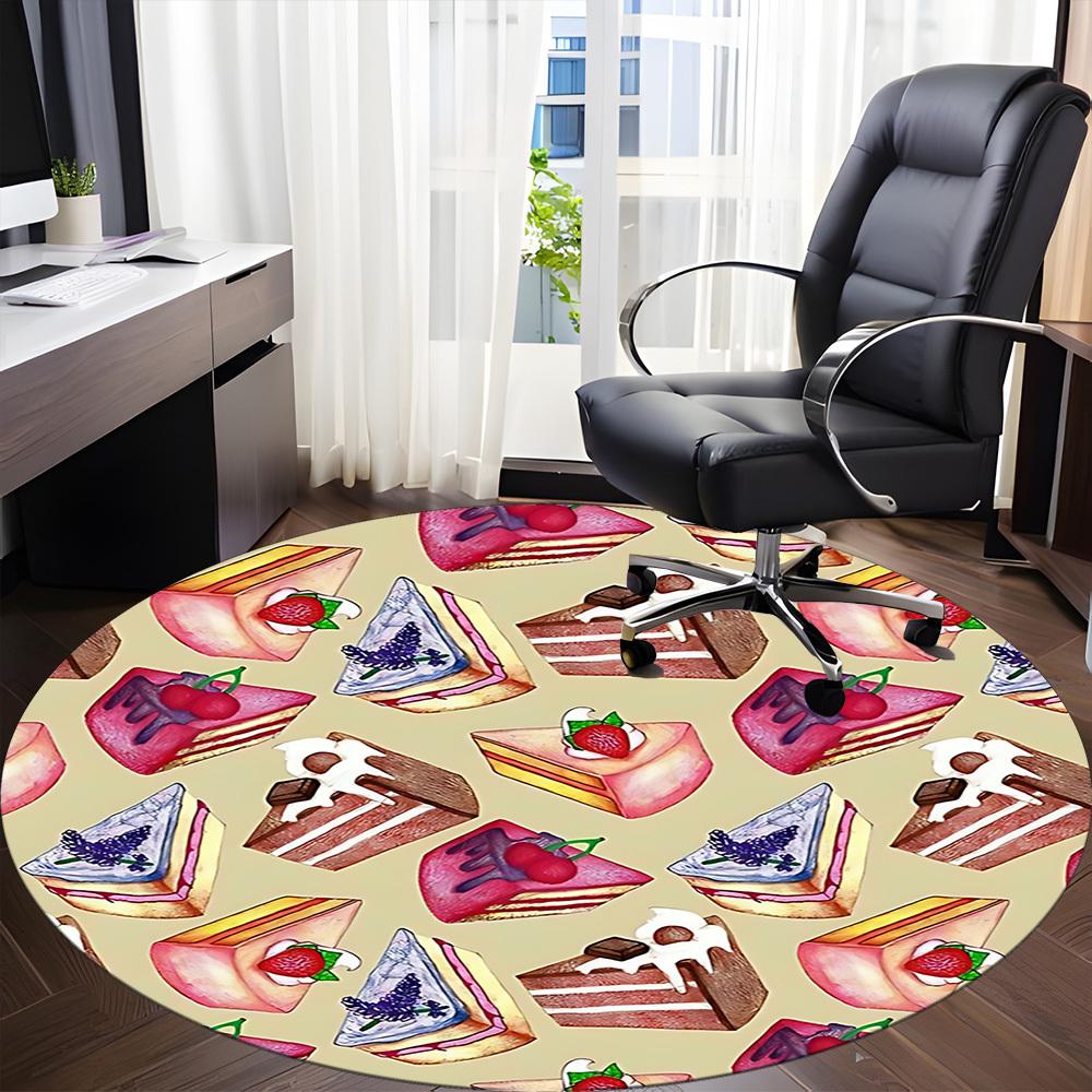 1pc Cake Slice Office Round Rug, Non-slip, Soft and Durable Office Rug for Interior Decoration, Perfect for Office, Beautiful Decoration yy260323002