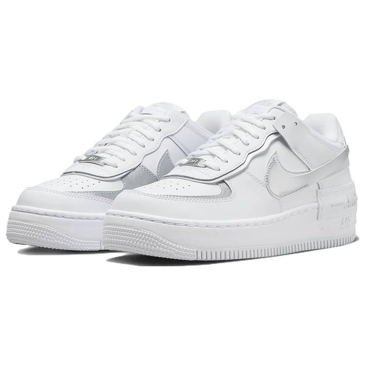 Nike Air Force 1 Shadow White Metallic Silver Women Sneakers Pure-Platinum Blackened-Blue CI0919-119