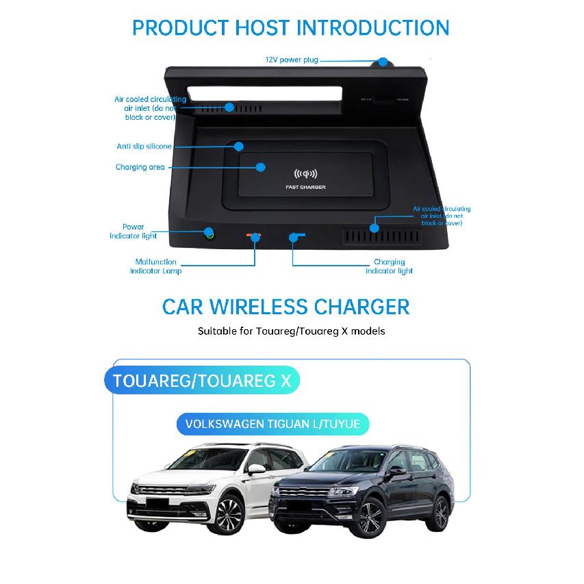 Car charger wireless For Volkswagen Tiguan 15w fast charger Car Wireless Charger Car Accessories tools car charger adapter