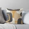 Mid Century Modern Retro Abstract Pattern Muted Charcoal and Ochre Beige Throw Cushions & Pillows Without Core