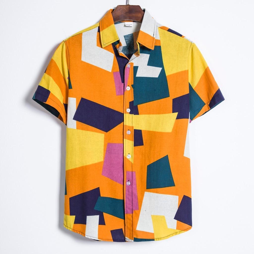 Tropical Leaf Print Short Sleeve Shirt, Casual Summer Wear for Men