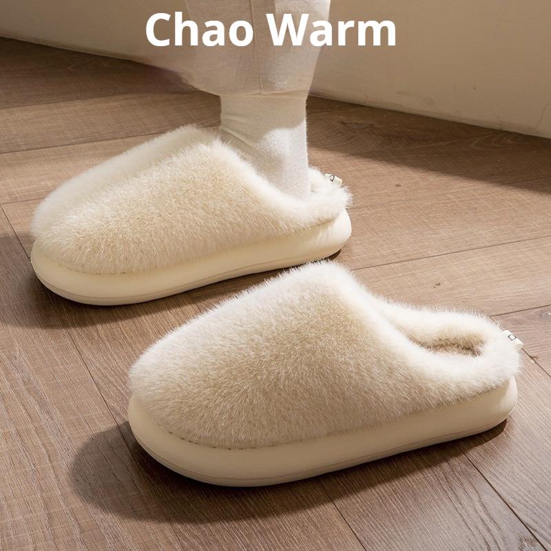 

Winter Women s Faux Fur Warm Slippers-Plush Toe-Cover Slip-Resistant Cotton House Shoes,Soft Cozy Indoor Slides with Thick Sole 40-41