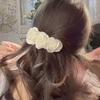 1Pcs White Rose Flower Hair Clips For Women, Elegant Organza Satin Hair Barrettes, Bridal Hair Accessories For Wedding, Party
