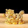 Chinese Auspicious Money Dragon Statuette  Resin Sculpture Feng Shui Decoration Home Living Room Bedroom Office Figurines