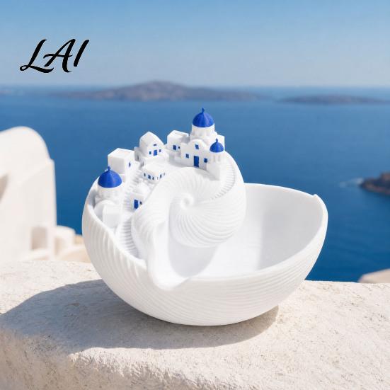 Mittelmeer Dekotablett Santorin-Stil Schlüsselablage Schale Catch All Organizer Griechische Insel Organizer