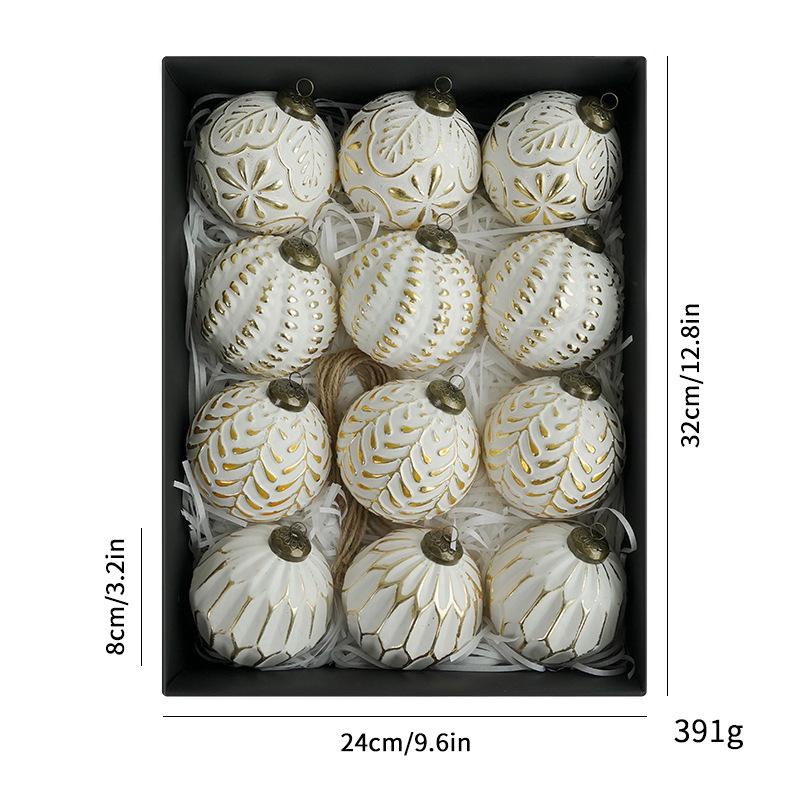 Boules Ornementales pour Sapin de Noël Style Ancien 8cm