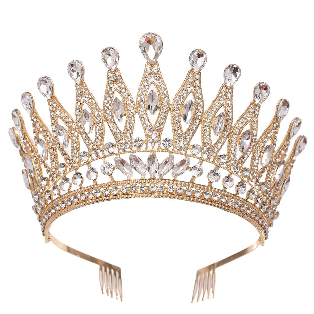 Baroque Queen Large Crystal AB Crowns For Bridal Women Girls Wedding Tiaras Diadem Comb Princess Party Hair Dress Jewelry