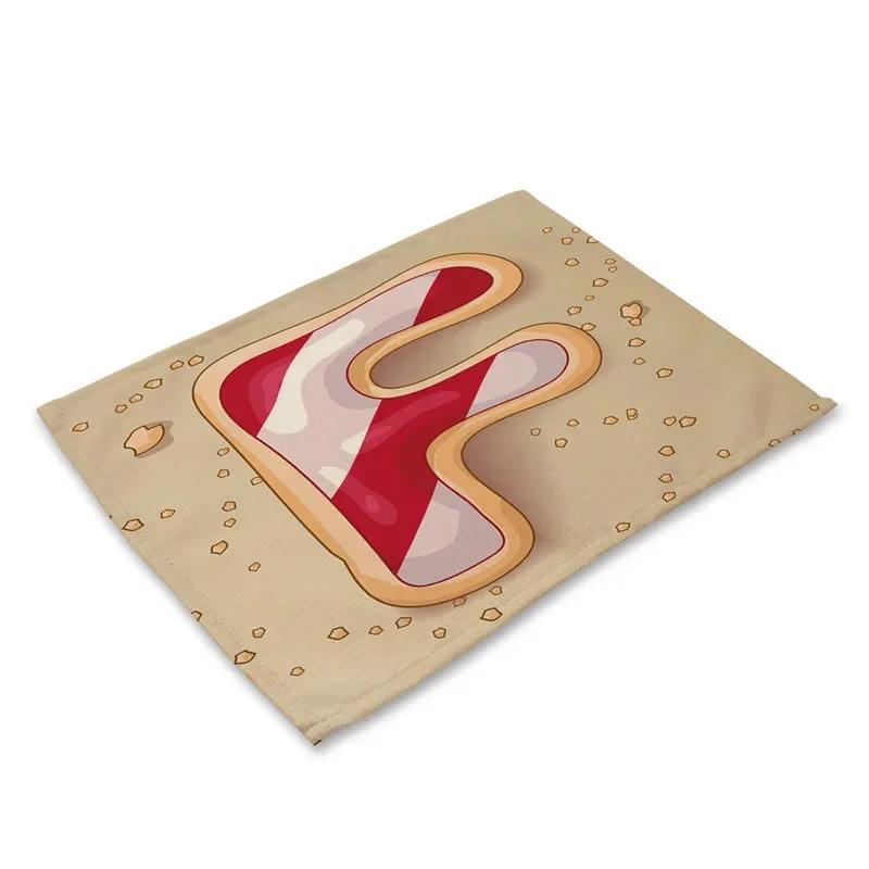 45X30cm Letter Pattern Kitchen Placemat Dining Table Mats Tea Coaster Cotton Linen Pads Bowl Cup Mats for Home Decor Gifts