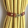 Leather Curtain Tiebacks Leather Curtain Buckle Creativity Curtain Holdbacks European Classic Retro Nail-Free Curtain