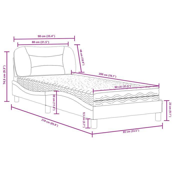VidaXL Lit avec matelas gris foncé 80x200 cm tissu, meuble de chambre à coucher, lit simple, cadre de lit incurvé, sommier, 3208493