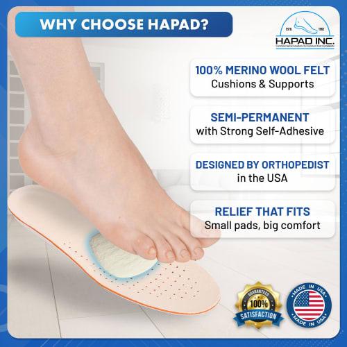 HAPAD Metatarsal Pad, Large, 3/8 thick - 6 Pairs of Pads by HAPAD