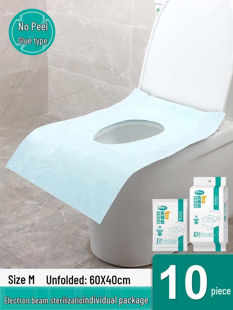 Thickened Disposable Toilet Seat Covers with No-Peel Adhesive – Ideal for Travel & Hotel Use