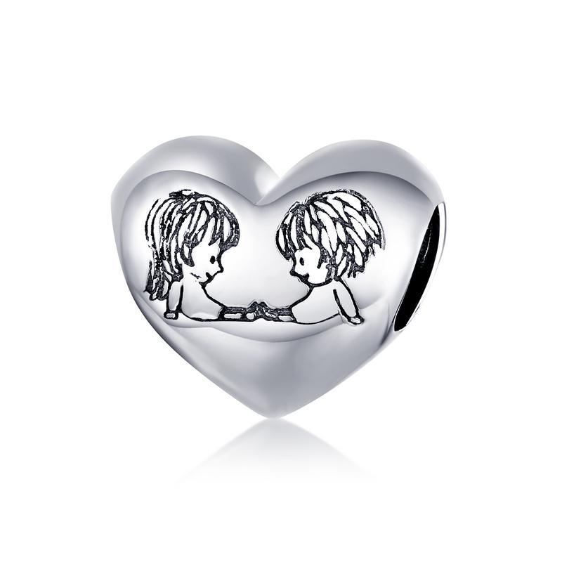 WOSTU Hot Sale 925 Sterling Silver Heart Charm Dangle Mum Beads Fit Original Charm Bracelet Bangle Jewelry Making DIY Gift
