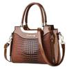 Women's Bag Platinum Shiny Leather Crocodile Pattern Bag with A Female Texture