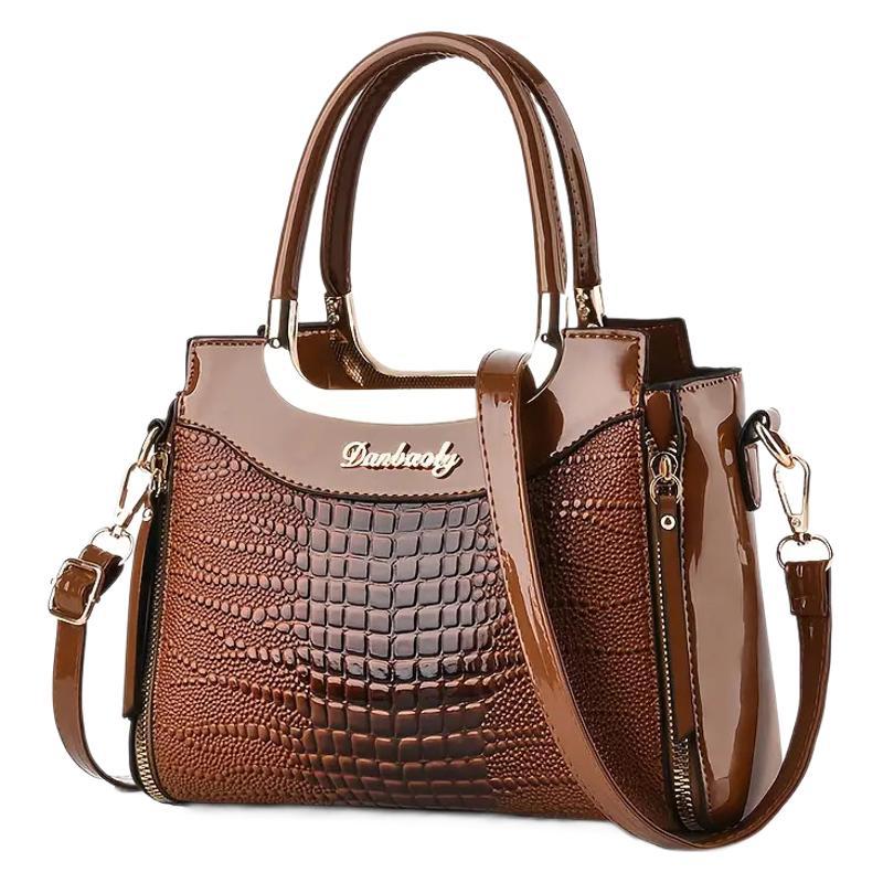Women's Bag Platinum Shiny Leather Crocodile Pattern Bag with A Female Texture