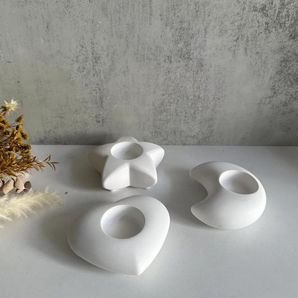 Epoxy Candlestick Silicone Mold Candle Base Mould Star/Moon/Heart Candle Holders Molds DIY Ornaments Home Decorations