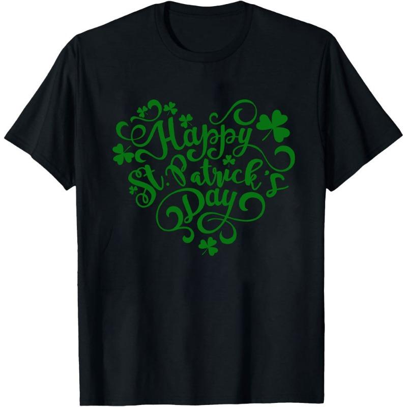 New Happy St Patricks Day Shirt Saint Patricks Day Love Heart TShirt Summer Casual Soft and Comfortable Tee Tops