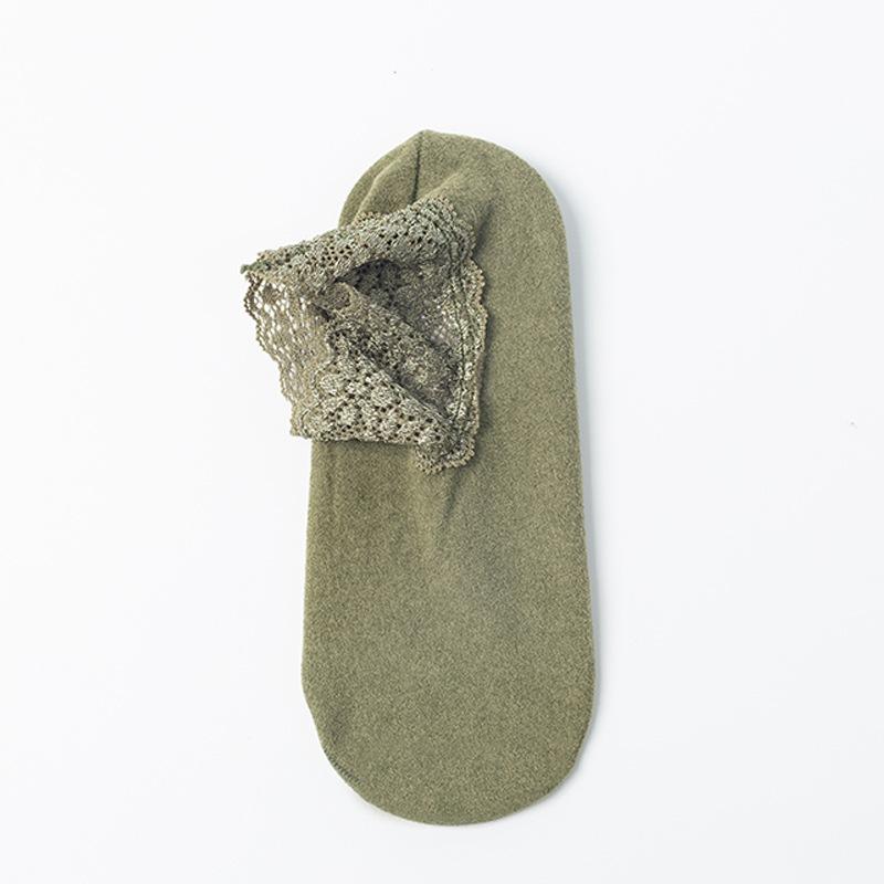 

Женские осенне-зимние утолщенные теплые флисовые носки, кружевные носки до щиколотки, нескользящие носки-тахо One size зелёный