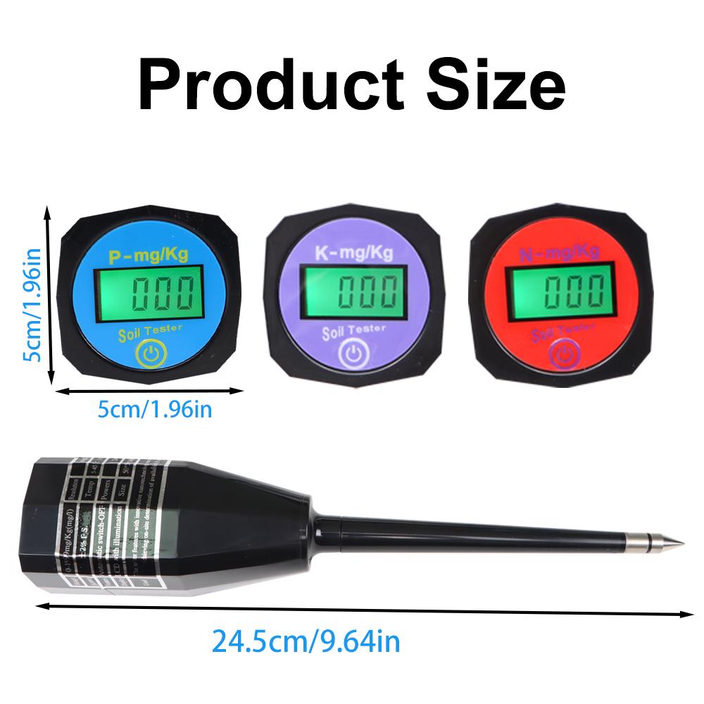 Digital Display Soil N-P-K Tester 0-1999 mg/Kg (mg/l) Soil Meter Nutrient Tester NPK Nitrogen Potassium Phosphors Soil Analyzer