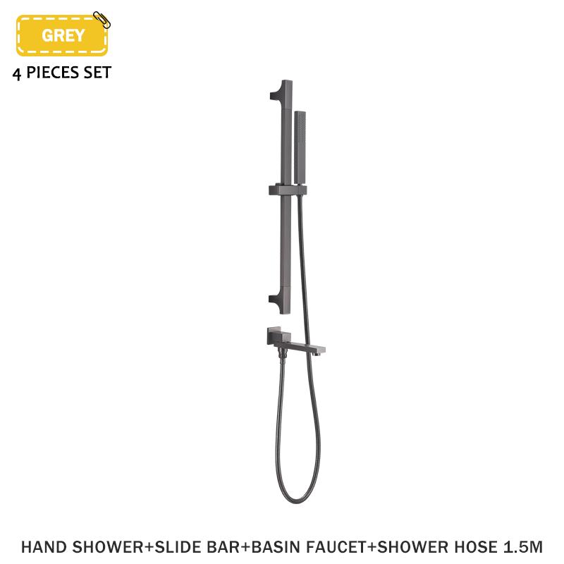 Skrytá ruční sprchová sada s teplou a studenou vodou, koupelnová nastavitelná nerezová ocelová posuvná hlavice se 2 funkcemi, otočná tryska, mosazné tělo ventilu