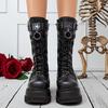 Brand New Ladies Goth Platform Boots Fashion Rivet Buckle Punk Wedges High Heels Women's Boots Party Street Cosplay Woman Shoes