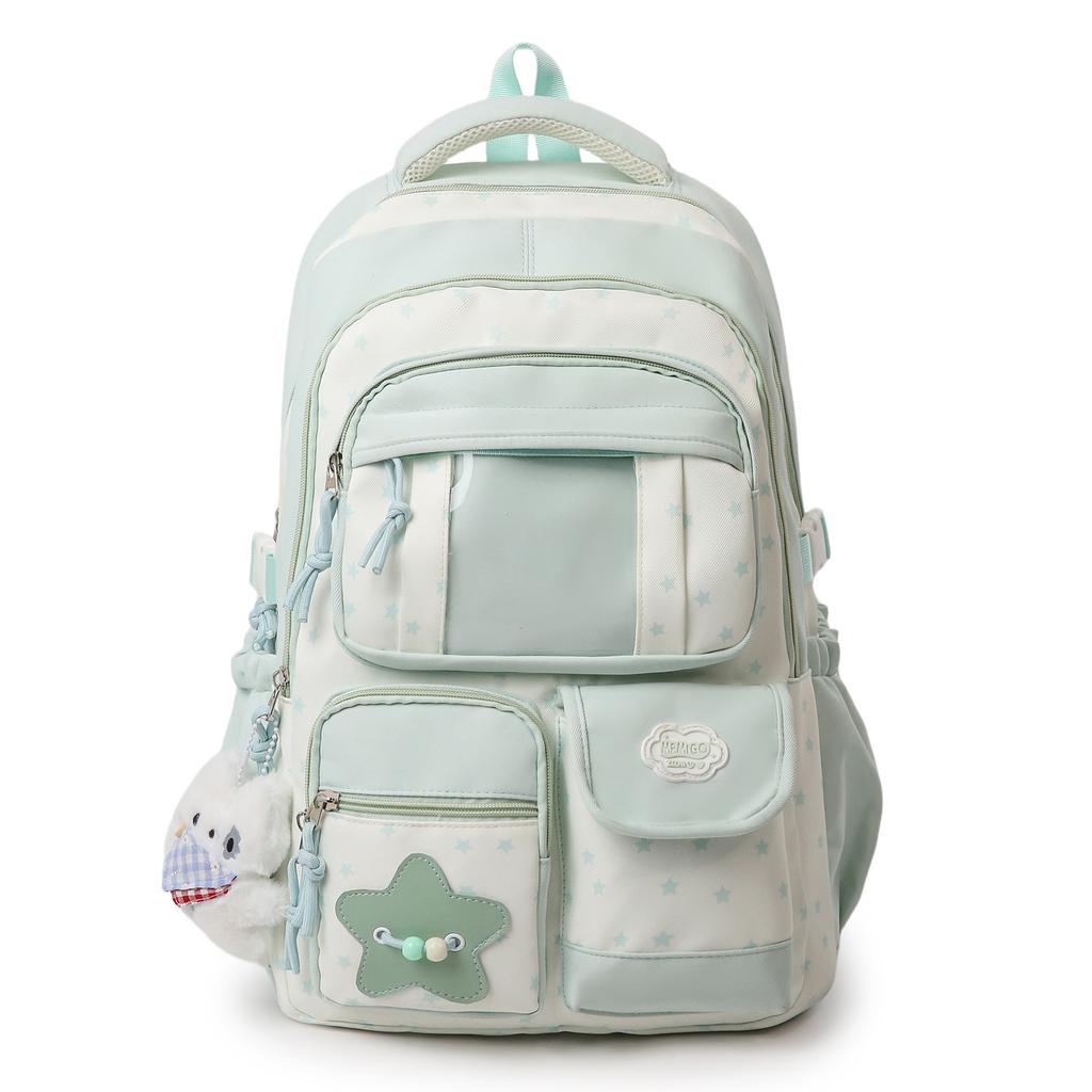 Sac d'écolejk splicing transparent sac à pain nouveau sac d'école double couche multi-poches sac à dos de voyage pour élève de collège fille collège