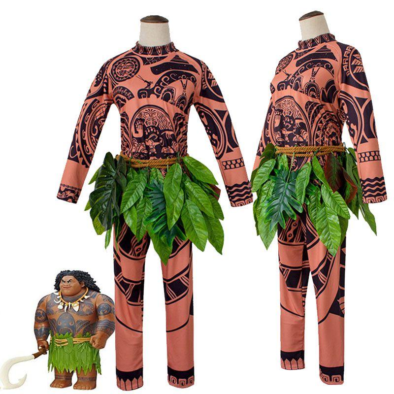Prodyšný kostým Moana Maui s tetováním pro dospělé a děti s realistickým tetováním